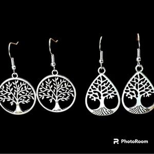 Tree dangling sliver earrings 2 sets